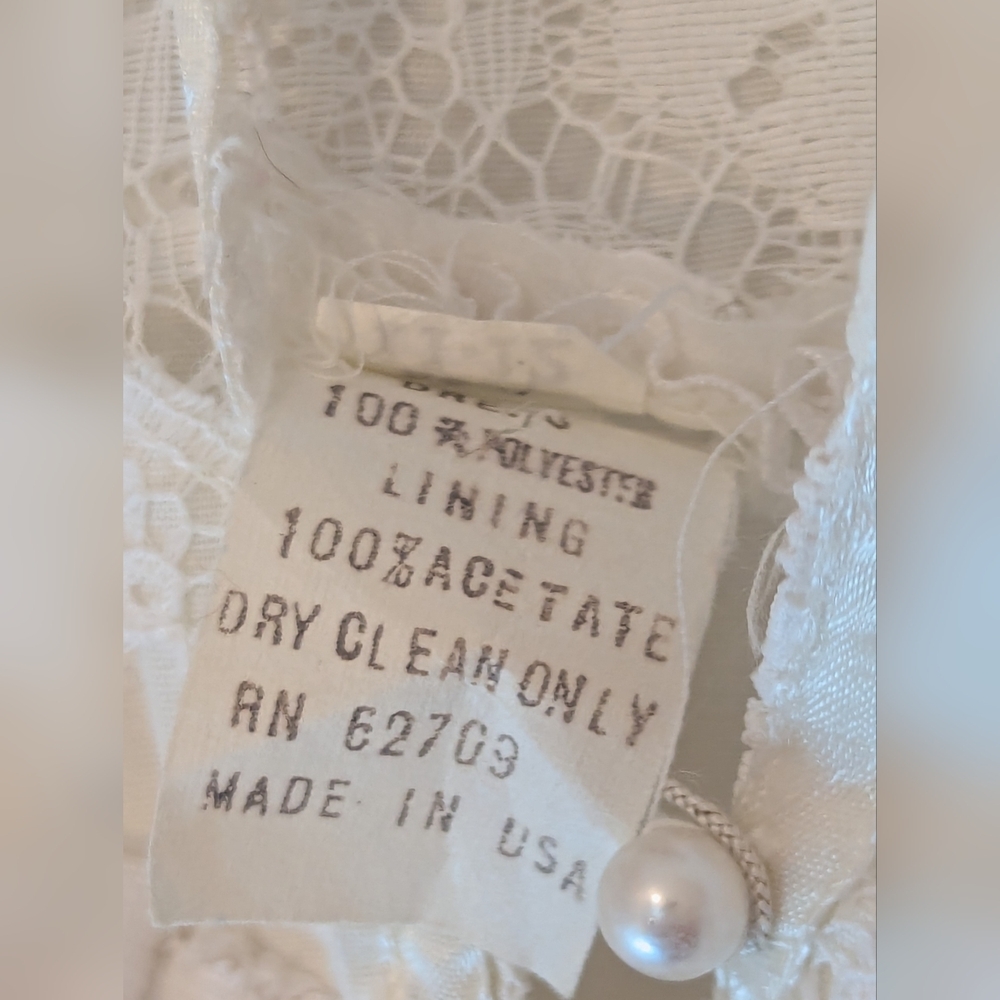 🤍 Vintage S Dress Fairy Prairie Cottage Wedding Cream Lace Puff Sleeves - Picture 10 of 16